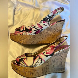 A.N.A~SLING BACK HEELS-~TROPICAL VIBE~PINK~8.5